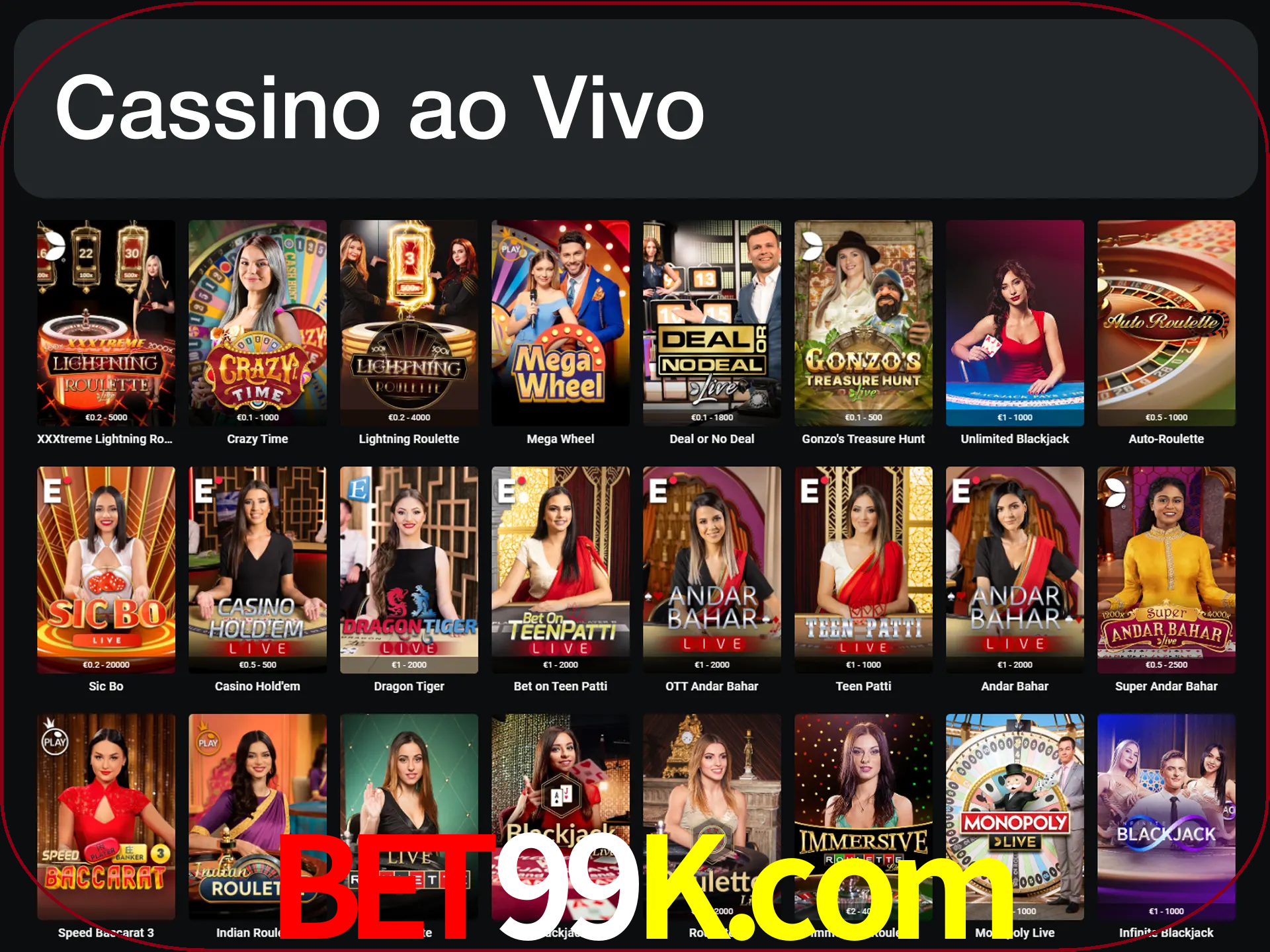Jogue jogos de cassino com um verdadeiro dealer.